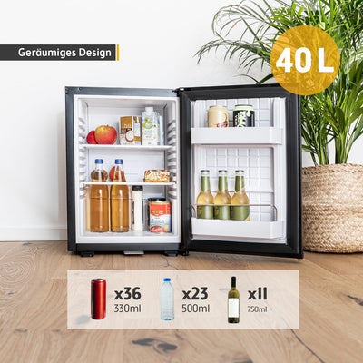 TZS First Austria Minikühlschrank abschließbar | Getränkekühlschrank lautlos | Wechselbarer Türanschlag | LED-Beleuchtung | ohne Gefrierfach | 40L
