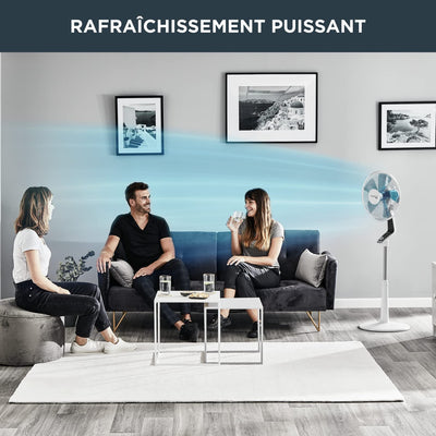 Rowenta VU5640 Standventilator Turbo Silence Extreme | 4 Geschwindigkeitsstufen | Nachtmodus | Turbostufe | Automatische Oszillation | Bis zu 80 m³/Min. Luftzirkulation, Grau/Antrazit/Weiß