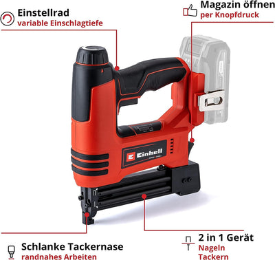 Einhell Akku-Nagler TE-CN 18 Li - Solo Power X-Change (Li-Ion, 18V, Tacker und Nagelpistole, max. 20 Schuss pro Minute, inkl. 300 Nägel, inkl. 300 Klammern, ohne Akku, ohne Ladegerät)