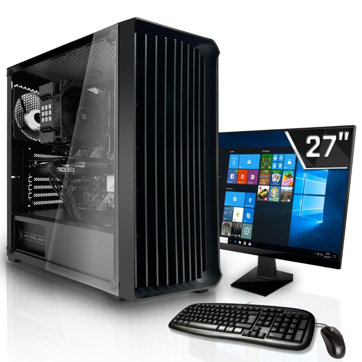 SYSTEMTREFF Office Komplett PC Set Intel Core i5-12400 6x4.4GHz | UHD 730 4K HDMI DX12 | 1TB M.2 NVMe | 32GB DDR4 RAM | WLAN Silent Desktop Paket Computer Rechner für Büro Business Multimedia