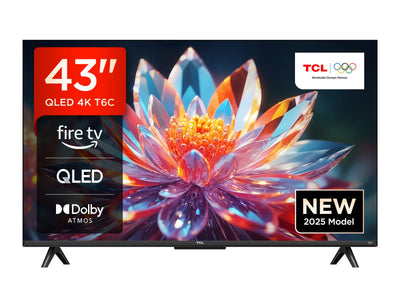 TCL 43T6C 43 Zoll QLED 4K HDR Fernseher, Smart Fire TV mit Dolby Vision & Atmos, HDR10+, Sprachbefehl Funktion & Ask Alexa