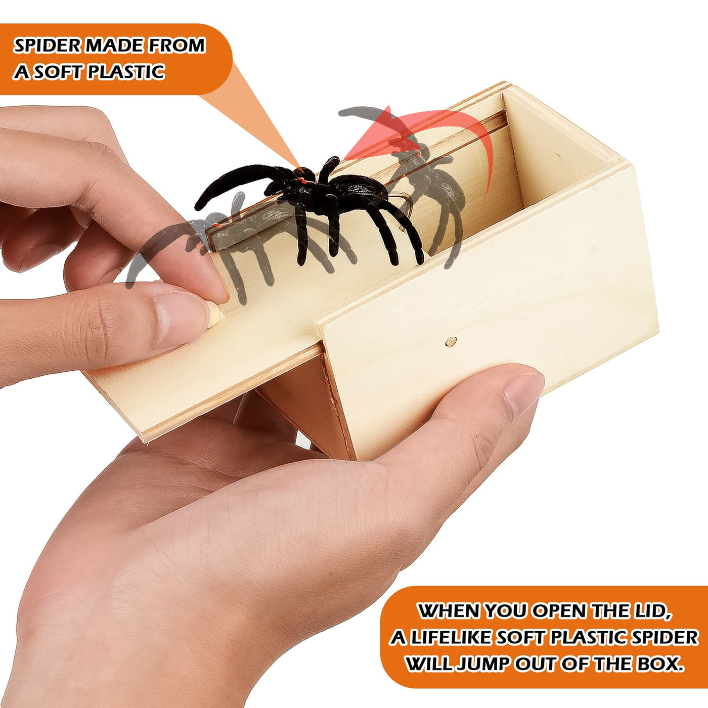 2 Stück Spider Prank Box, Spinne Scherzartikel, Spinne Streich Box Holz, Holz Prank Spider Scare Box Streich Spinne Angst Box Streichschachtel für Kinder Erwachsene Party Favors