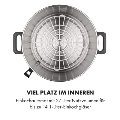 Klarstein Lady Marmalade Einkochautomat Einkochtopf Einkocher Heißgetränkespender, 27 Liter, 1800 Watt, 30-100 °C, Timer, Warmhalte-Funktion, Überhitzungsschutz, Edelstahl gebürstet