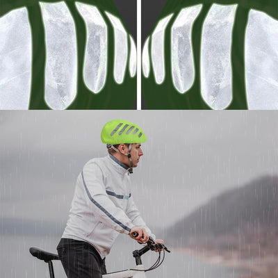 ARROMI 2 Stück Fahrradhelm Regenschutz, Rucksack Regenschutz, atmungsaktiver und wasserfester Helmüberzug, für Wandern, Camping, Radfahren, Step by Step Regenschutz(Fluoreszierendes Grün)