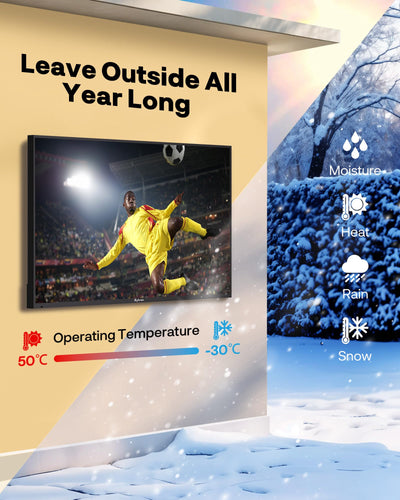 SYLVOX 65" Outdoor Fernseher, 120Hz| 4K Ultra HD | HDR 10 | Dolby Atmos | Google Outdoor TV, WiFi 5G & HDMI 2.1 Wetterfest und IP55 Wasserdicht TV, 1000 Nits Smart Fernseher für Gaming (Modell 2025)