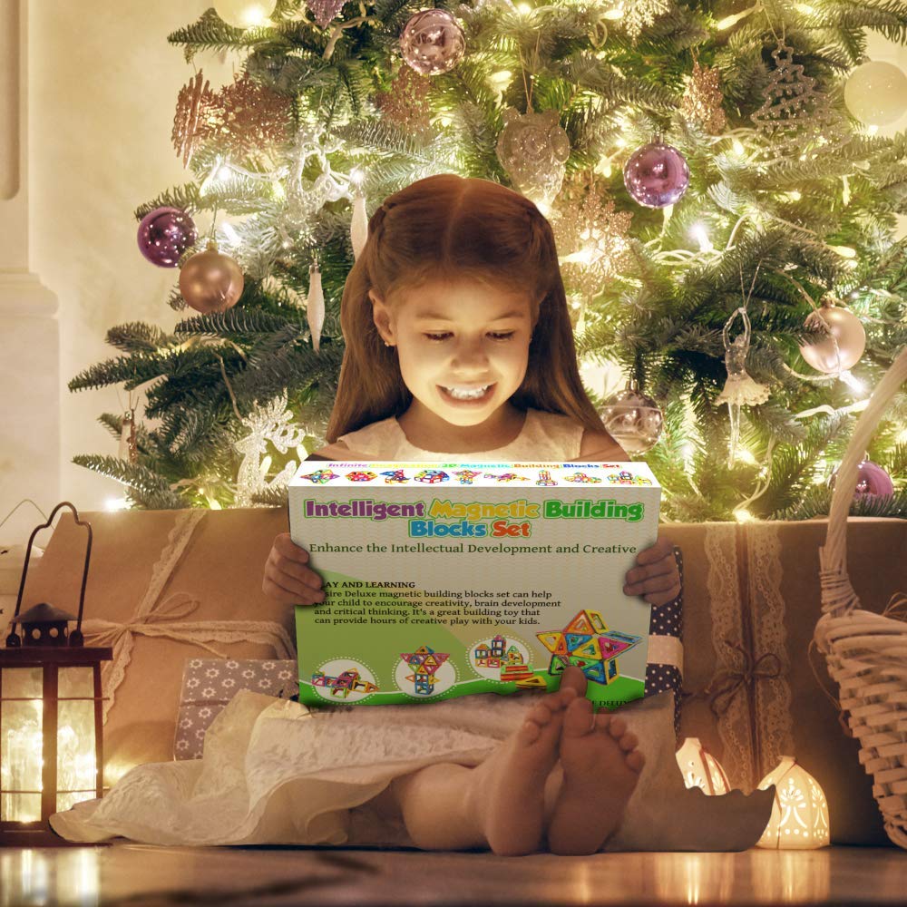 Desire Deluxe Magnetische Bausteine 94PC Konstruktion Bauen Blöcke Set Montessori Spielzeug Teilen für Kinder ab 2 3 4 5 6 7 8 Alter Jahren, Lernspielzeug für Mädchen Jungen Pädagogisches Geschenk
