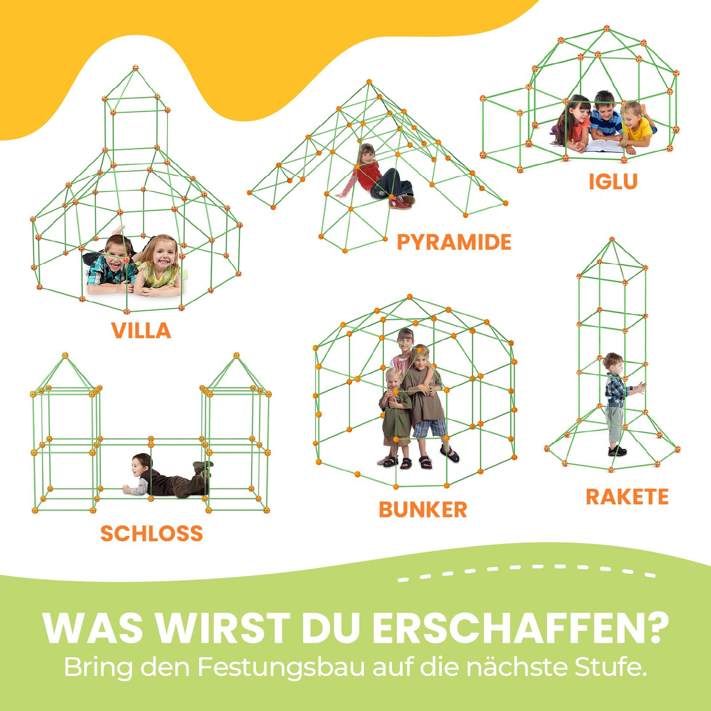 Tiny Land DIY Höhle Kinder Konstruktionsspielzeug Outdoor Spielzeug für 5+ ahre alt Junge & Mädchen - 130PCS Kreatives Bauset Für Kinder Höhle Bauen Indoor
