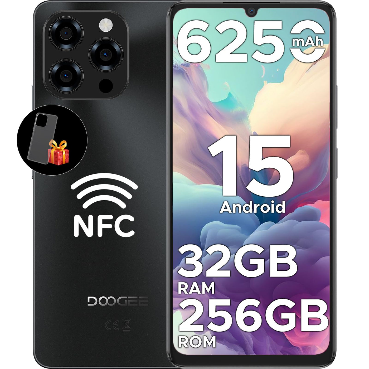 DOOGEE Note 58 Pro Android 15 Smartphone Ohne Vertrag 32GB+256GB Octa Core 6.75" HD+ 90Hz Handy Ohne Vertrag 6250mAh Handy Günstig 16MP+8MP Simlockfreie Handys Dual SIM 4G/ GPS/NFC/Fingerabdruck