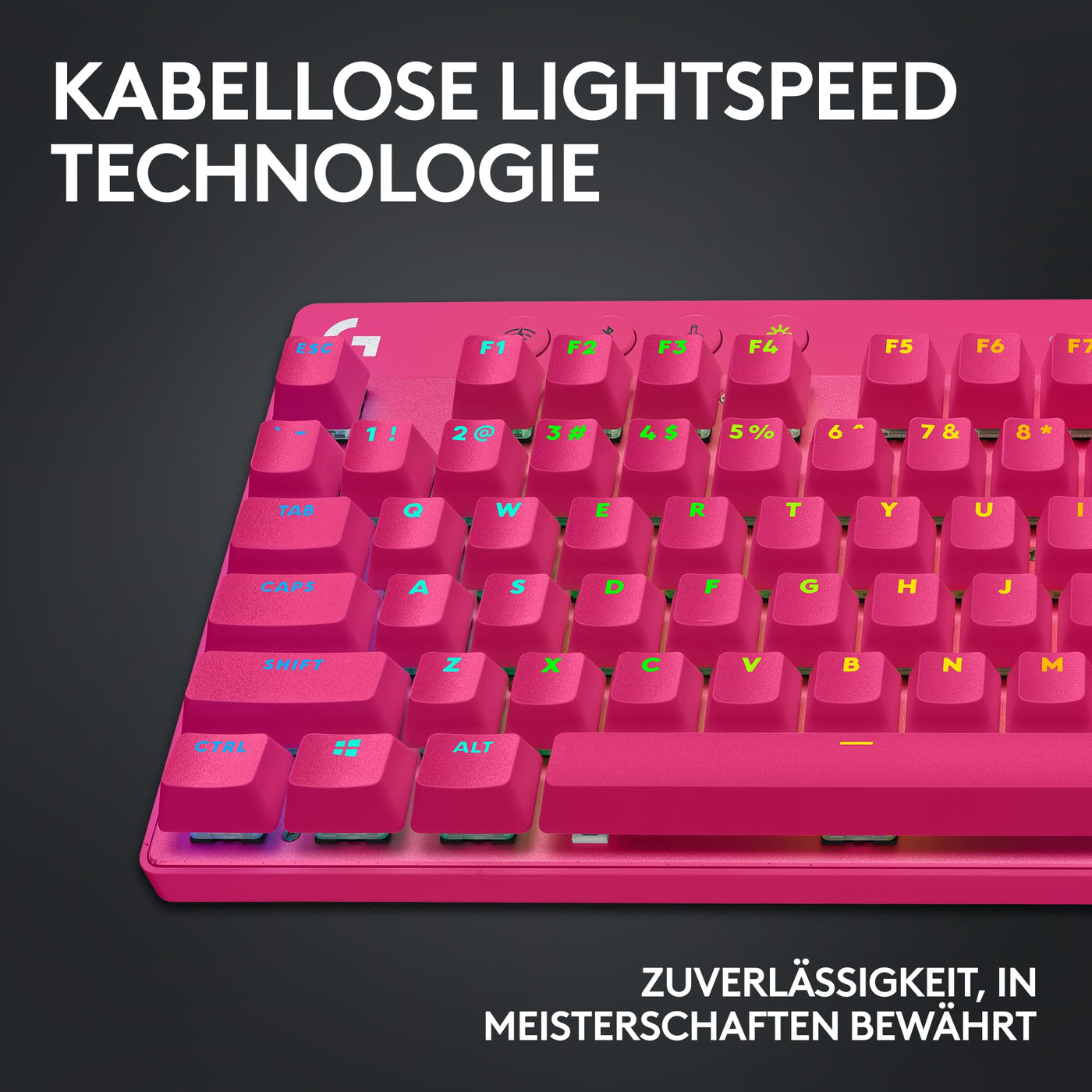 Logitech G PRO X TKL LIGHTSPEED kabellose Gaming-Tastatur, ultramobiles Design ohne Ziffernblock, LIGHTSYNC RGB, PBT-Tastenkappen, Tactile Switches (GX Brown), QWERTZ Deutsches, PC - Magenta