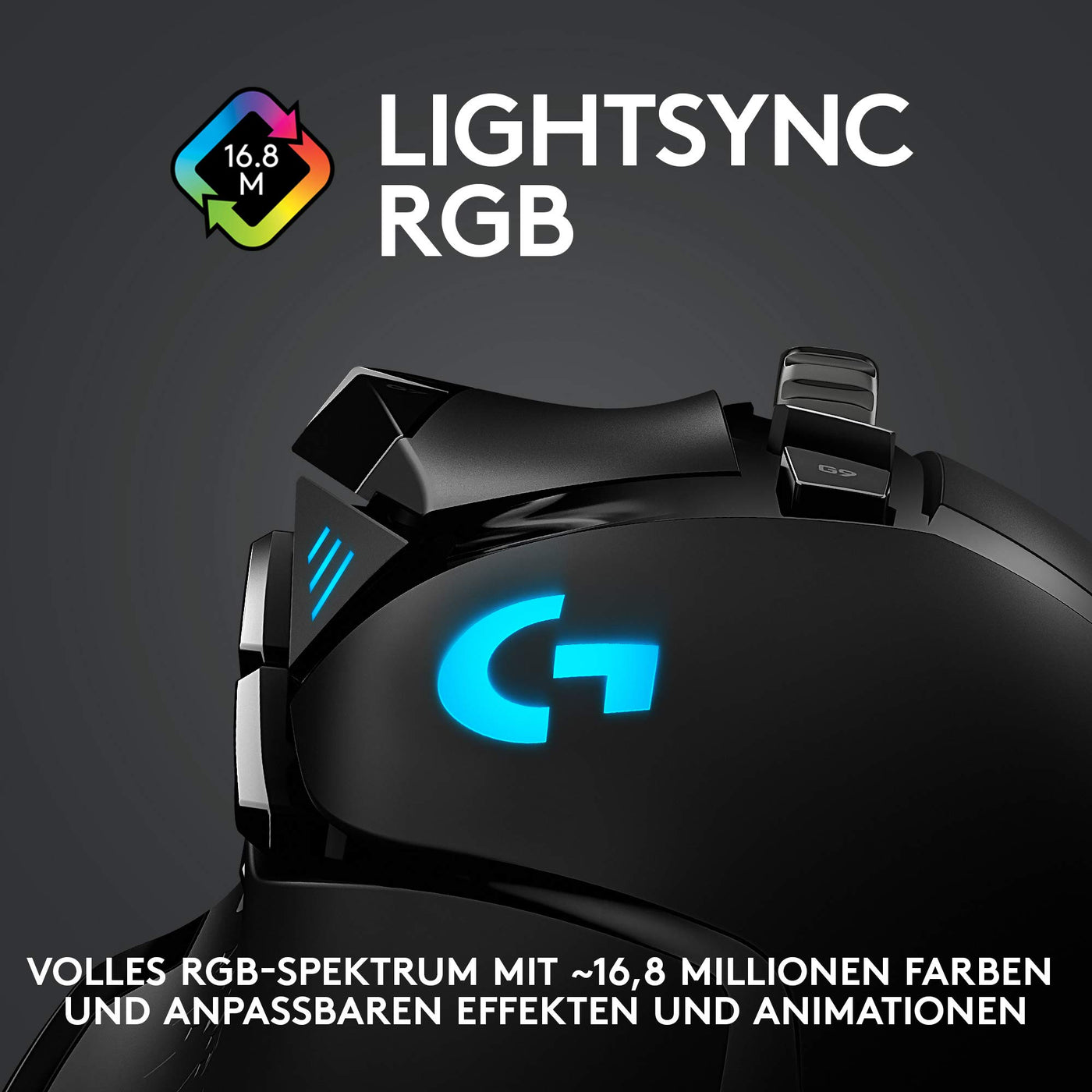Logitech G502 LIGHTSPEED kabellose Gaming-Maus mit HERO 25K DPI Sensor, Wireless Verbindung, USB-Anschluss, RGB-Beleuchtung, Gewichtstuning, POWERPLAY-kompatibel, PC/Mac - Schwarz