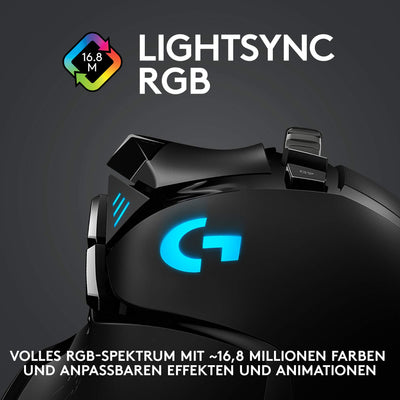 Logitech G502 LIGHTSPEED kabellose Gaming-Maus mit HERO 25K DPI Sensor, Wireless Verbindung, USB-Anschluss, RGB-Beleuchtung, Gewichtstuning, POWERPLAY-kompatibel, PC/Mac - Schwarz