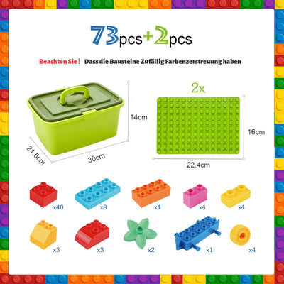 shineFinder Großen bausteine Kompatibel mit duplo bausteine, für Kleinkinder ab 2 Jahren mit Steinebox, Set für Kreatives Spielen, Lernspielzeug