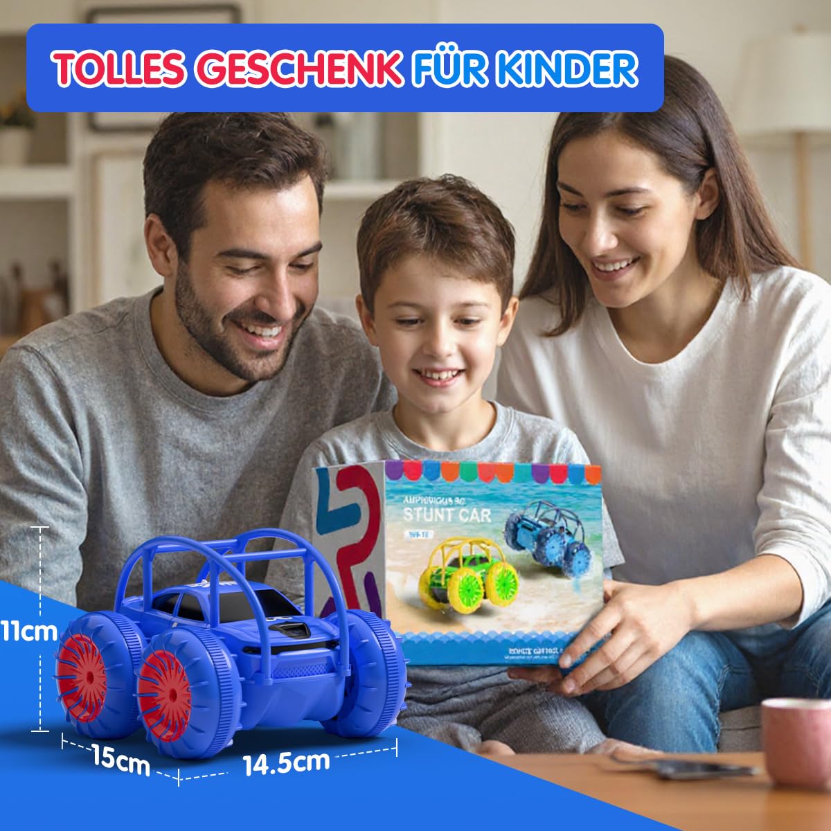 ifollower Direktladung Ferngesteuertes Auto 2.4GHz 4WD Amphibienfahrzeug mit LED-Licht,360° Drehung Stunt Monstertruck Strand Wasser Outdoor Spielzeug Geschenk für Kinder Jungen Mädchen ab 3-12 Jahre