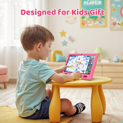 Ainmel Kinder Tablet 10 Zoll Octa-Core Android 14 Tablet für Kinder, 16GB+128GB (1TB TF), Kindersicherung, WiFi 6/Bluetooth 5.3, Widevine L1 mit Kindersicheres Gehäuse -Rosa