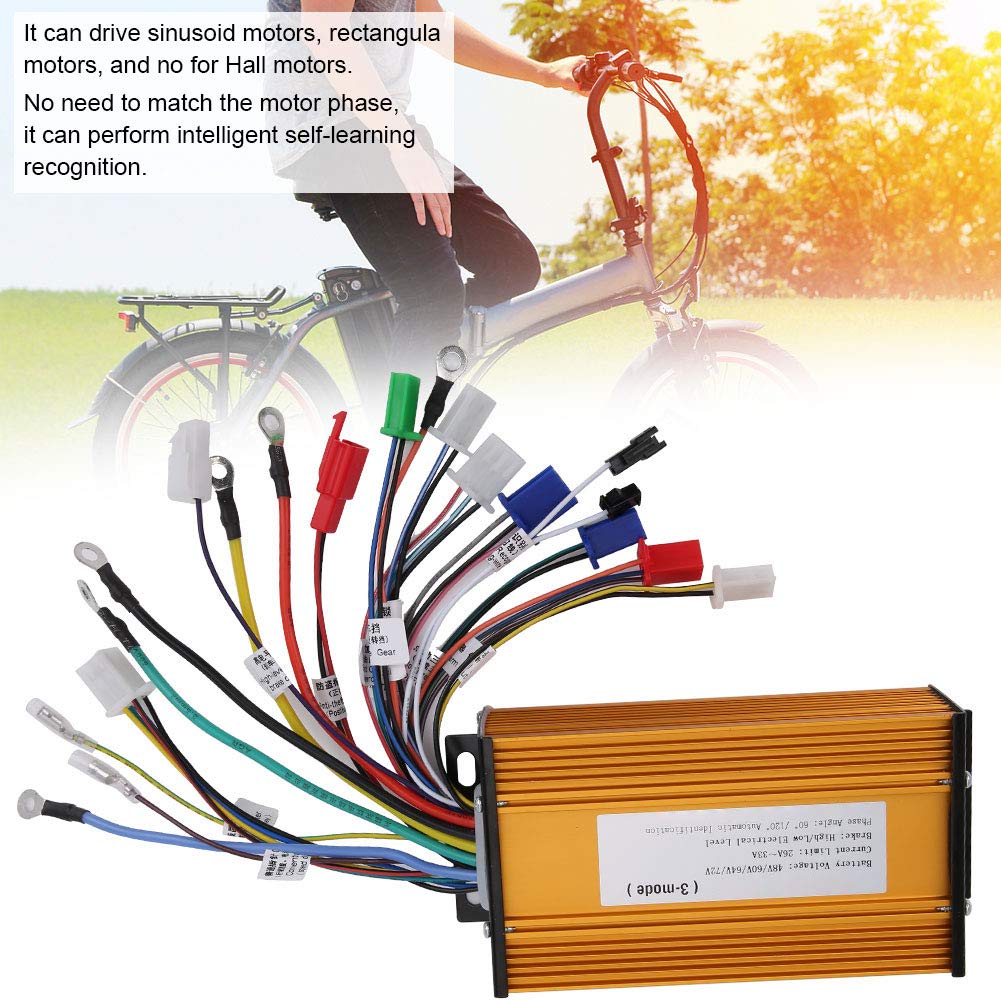 Dioche E-Bike Brushless Speed Motor Controller 12 Tube Three-Mode Sinusoid für Elektroroller 48V 60V 64V 72V 1000W-1500W Fahrrad Brushless Controller Kit