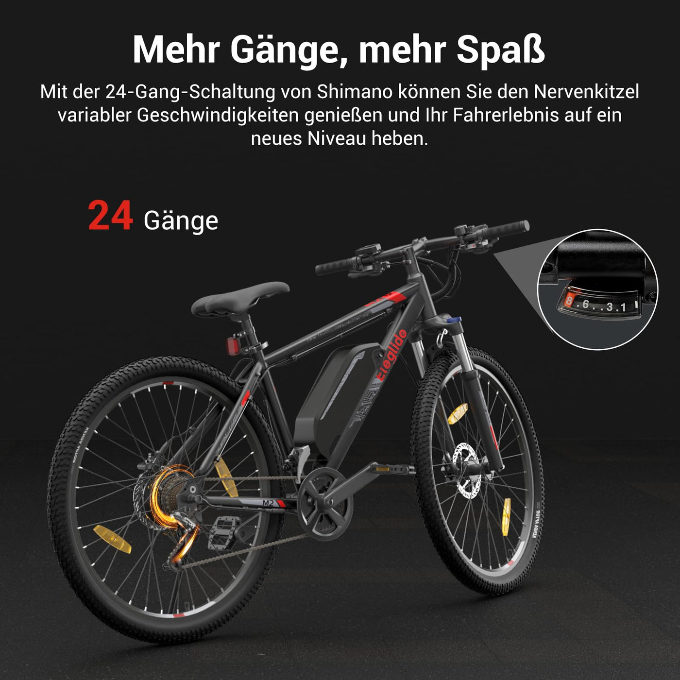 Eleglide E Bike Herren Damen mit 36V 15Ah Abnehmbarer Akku, 27,5/29 Zoll Offroad E Mountainbike, Elektrofahrrad Pedelec mit APP, 24 Gänge Schaltung, Reichweite bis zu 125 KM (MTB-2 29 Zoll)