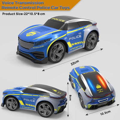 BORSTOYPRO Kinder Ferngesteuertes Polizei Auto mit Mehreren Sprachfunktionen, RC Polizeiauto Car für Jungen mit Sprachsteuerung, Blinklichter, Sirenengeräusche Geschenk für Jungen Mädchen 3 4 5 6 7 8