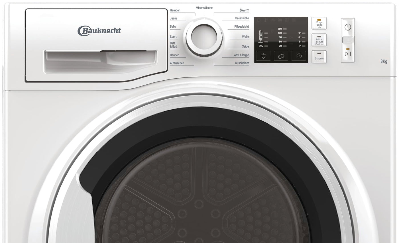 Bauknecht T Soft CM10 8BWK DE Kondensationstrockner / 8 kg/EasyCleaning-Filter/XXL-Programm/Seide-Programm/Jeans-Programm/Sport-Programm/Baby & Feines, 869991562630, Weiss