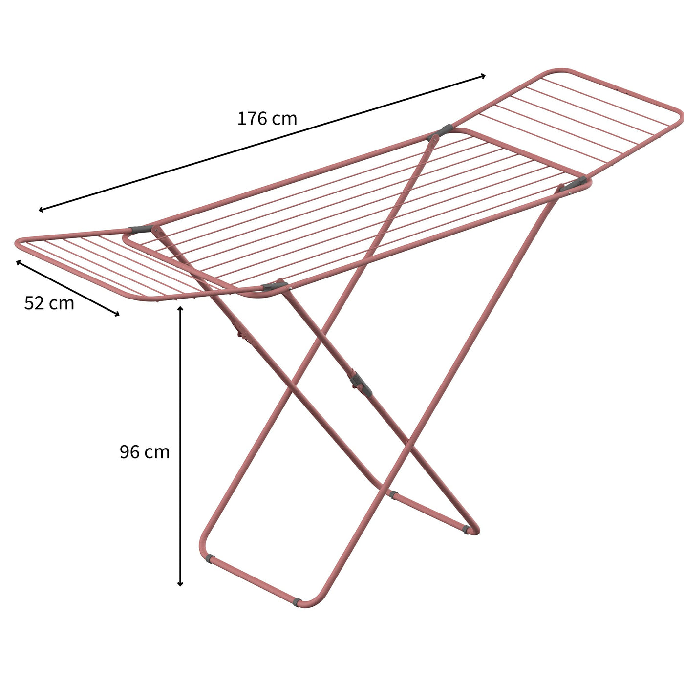 Rörets Wäscheständer Sussi Rosé – verriegelbare Flügel – Sicherheitssperre – 52x176x96cm – 18 m Trockenfläche - Design und Qualität von Schwedens stärkster Trockenständermarke