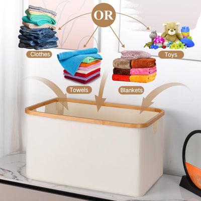 efluky Faltbarer Wäschekorb 60L, Bambus Stoff Faltbarer Storage Basket, Aufbewahrung Klappbar Wäschekorb, Laundry Baskets für Schlafzimmer Badezimmer (Beige)