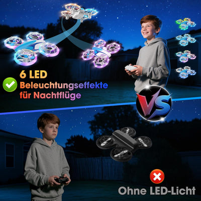 Nigecue Mini Drohne für Kinder Spielzeug ab 6 7 8 9 10+ Jahre, RC Flugzeug Drone mit 3 Akkus, 360°Flips, LED Lichter für Indoor Outdoor, Geschenk für Anfänger Jungen Mädchen