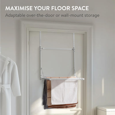 Navaris 1-stufiger Faltbarer Kleiderständer - Handtuchhalter Tür einhängen - Wäscheständer Tür -Tür Wäscheständer - Tür Handtuchhalter - Höhenverstellbar - Weiß