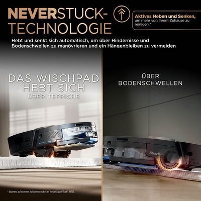 Shark PowerDetect 2-in-1 Saug- und Wischroboter, NeverTouch Pro 60 Tage selbstentleerend, selbstnachfüllend mit 3D & LiDAR-Navigation, NeverStuck-Hindernisumgehung, Schwarz RV2800ZEEU