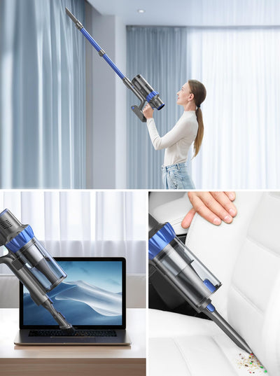 INTETURE Staubsauger Kabellos, 40000Pa/450W Akku Staubsauger mit Automatikmodus, Farb-Touchscreen & Anti-Verhedderung, bis zu 55 Minuten Laufzeit, Akkustaubsauger für Hartböden,Teppiche und Tierhaare
