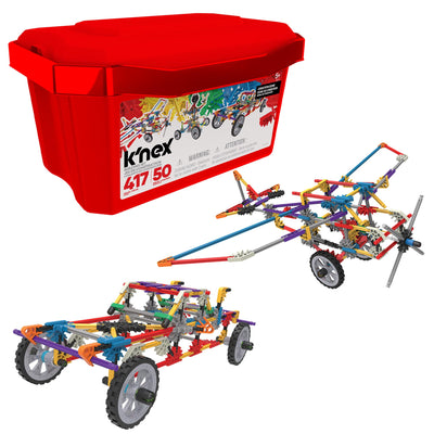 K'Nex Basic Fun Fantasie-Kreationsbereich 50 Modelle Baukasten, 417-teiliges Lernset, Technikspielzeug für Kinder, Konstruktionsspielzeug ab 5 Jahren, inkl. Aufbewahrungsbox