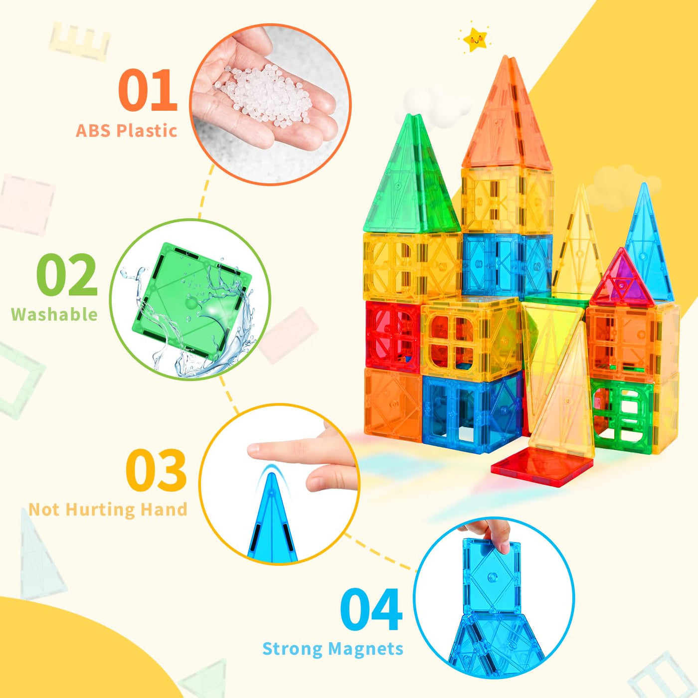 Katiago Magnetische Bausteine, 100PCS Magnetbausteine Set mit 2 Autos STEM Montessori Magnet Spielzeug Kinder für Geschenk ab 3 4 5 6 7 8 Jahre Bauklötze Kinderspielzeug