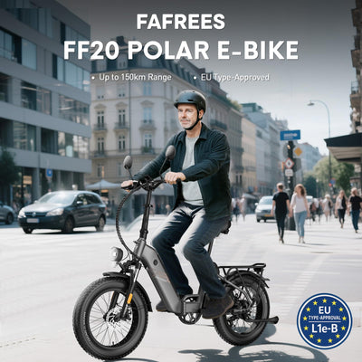 Fafrees FF20 Polar E Bike Damen Klappbar mit 10,4Ah/499,2Wh*2 Akkus bis 160KM, [ Offiziell ] Fatbike E-Bike Herren Elektrofahrrad 20", Klapprad, 65 N.m Ebike Mountainbike Elektro 150KG