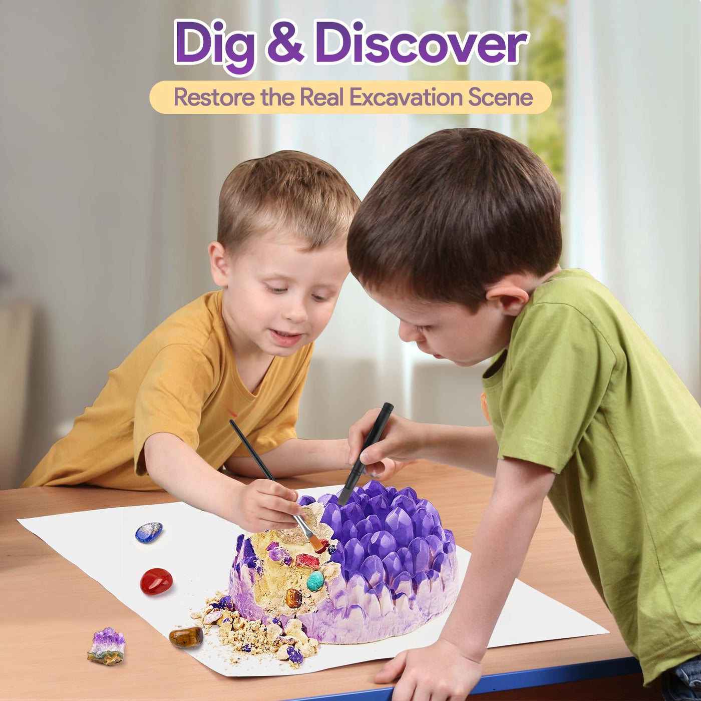 Mineralien Ausgrabungs-Set, Ausgrabungsset für Kinder, Jumbo Edelstein Experimentierset mit Mineralien Steine, Geoden, Kristalle Züchten, Geburtstag Party für Kinder Ab 6 7 8 9 10 Jahre Geschenk