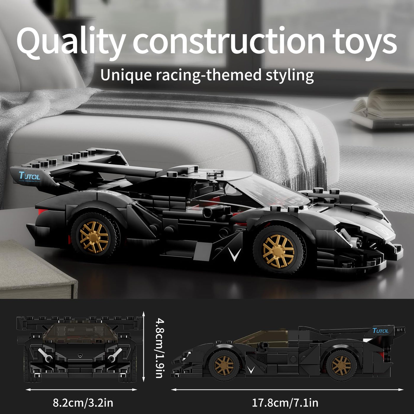 Mould King 27061 Technik Speed Champion Auto Bausteine Ei Sportwagen Klemmbausteine Rennwagen Bauspielzeug mit Acryl Vitrine Modellautos zum Sammeln (325 Teile)