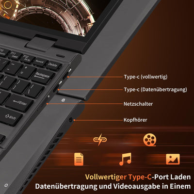 LONGEVINCE Mini Laptop, 10,95 Zoll Ultrabook Laptop, 2000 * 1200 Touch Display, Celeron N95 (bis zu 3,4 GHz),16 GB DDR5 RAM,Convertible,QWERTZ-Tastatur,Windows 11,2X Type-C,BT 5.0 (Grau, 16G+512G)