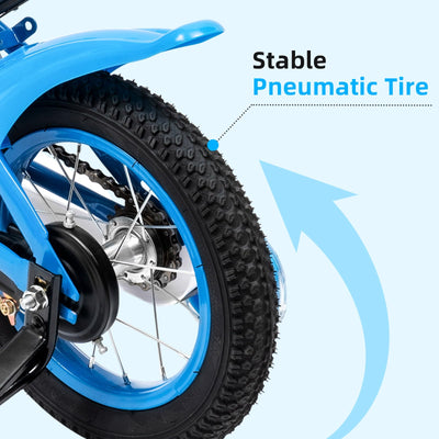 OUKANING Kinderfahrrad 12 Zoll Fahrrad für Kinder Junge Mädchen Kinderrad Blau Fahrrad zum Geburtstag, Weihnachten, Nikolaus, Ostern Geschenk für Jungen