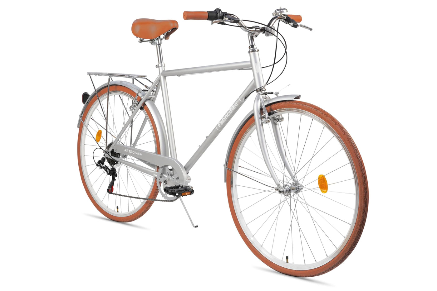 FabricBike Southken - City Bike 28 Zoll, Cityräder, klassisches Stadtrad, Fahrrad mit Korb, bequemer Sattel, 7-Gang-Schaltung (Southken Matte Grey + Korb, L-58cm)