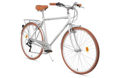 FabricBike Southken - City Bike 28 Zoll, Cityräder, klassisches Stadtrad, Fahrrad mit Korb, bequemer Sattel, 7-Gang-Schaltung (Southken Matte Grey + Korb, L-58cm)