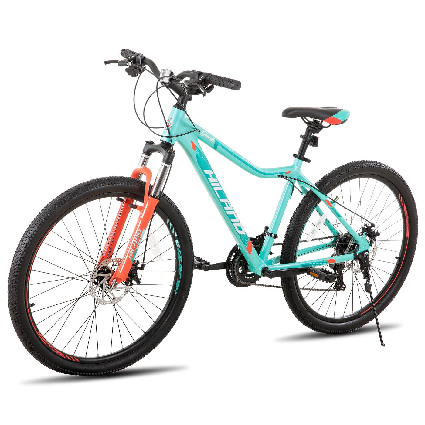 Hiland 26 Zoll Mountainbike für Frauen, 21-Gang mit Lock-Out-Federgabel, Dual-Scheibenbremsen, Aluminium-Rahmen MTB, Erwachsene Damen Damen Fahrrad Herrenfahrrad, Mint Grün