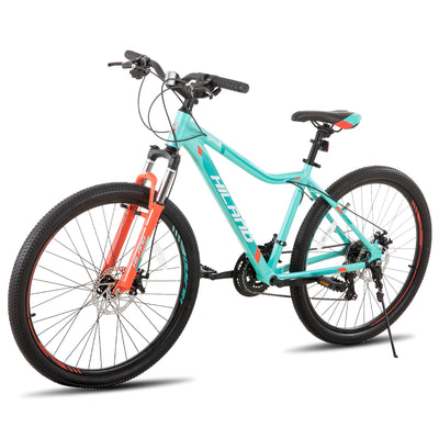 Hiland 26 Zoll Mountainbike für Frauen, 21-Gang mit Lock-Out-Federgabel, Dual-Scheibenbremsen, Aluminium-Rahmen MTB, Erwachsene Damen Damen Fahrrad Herrenfahrrad, Mint Grün