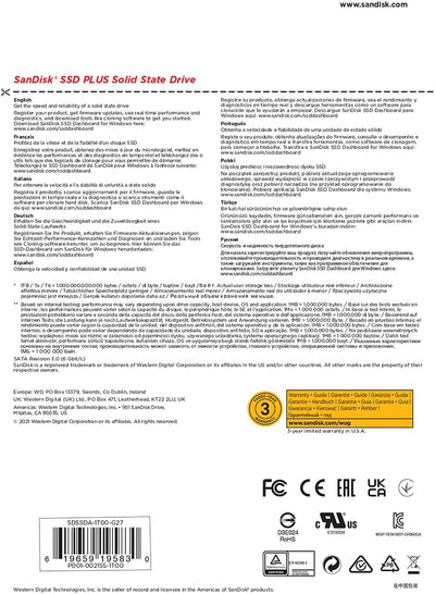 SanDisk SSD Plus interne SSD Festplatte 1 TB (schnelleres Hoch-, Herunterfahren und Laden, Lesegeschwindigkeit 535 MB/s, Schreibgeschwindigkeit 350 MB/s, stoßfest)