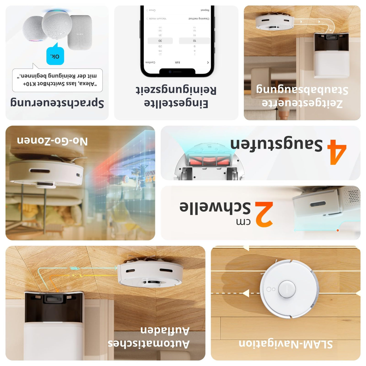 SwitchBot K10+ Staubsauger Roboter - Saugroboter mit Absaugstation für 70 Tage Reinigung, LiDAR-Navigation, Smarte Kartierung, 48dB Ultraleise, 150Mins Max, kompatibel mit Alexa, 2.4G WiFi-Verbindung