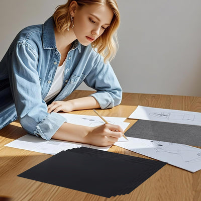 100 Blatt Transfer- und Kopierpapier, A4 Black Carbon pauspapier für holz, kohlepapier zum nachzeichnen, graphitpapier, durchschreibepapier, 21 x 29,7 cm