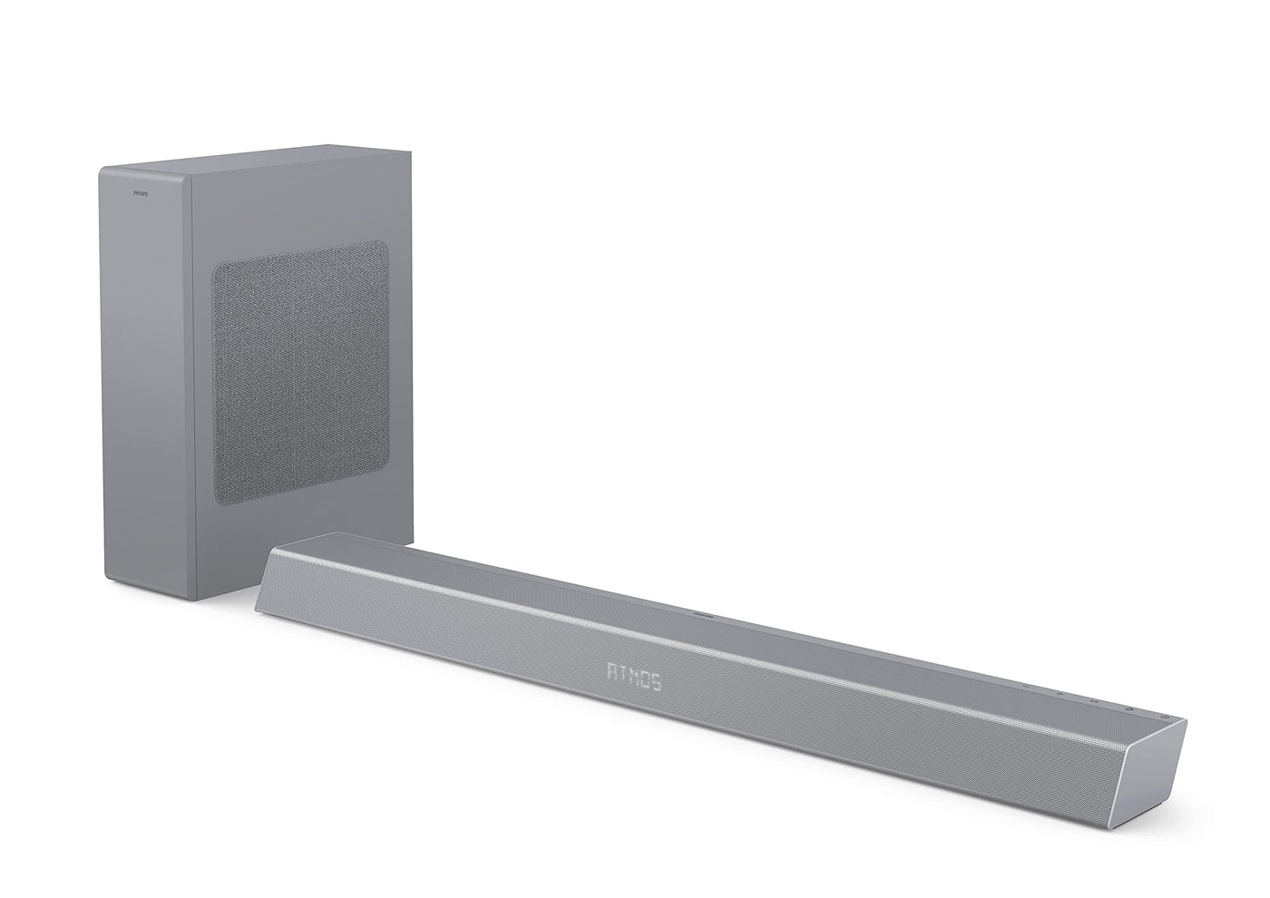 Philips B8505/10 Soundbar mit Subwoofer kabellos (2.1 Kanäle, Bluetooth, 240 W, Dolby Atmos, HDMI eARC, DTS Play-Fi Kompatibel, Verbindung Sprachassistenten, Flaches Profil) Silber