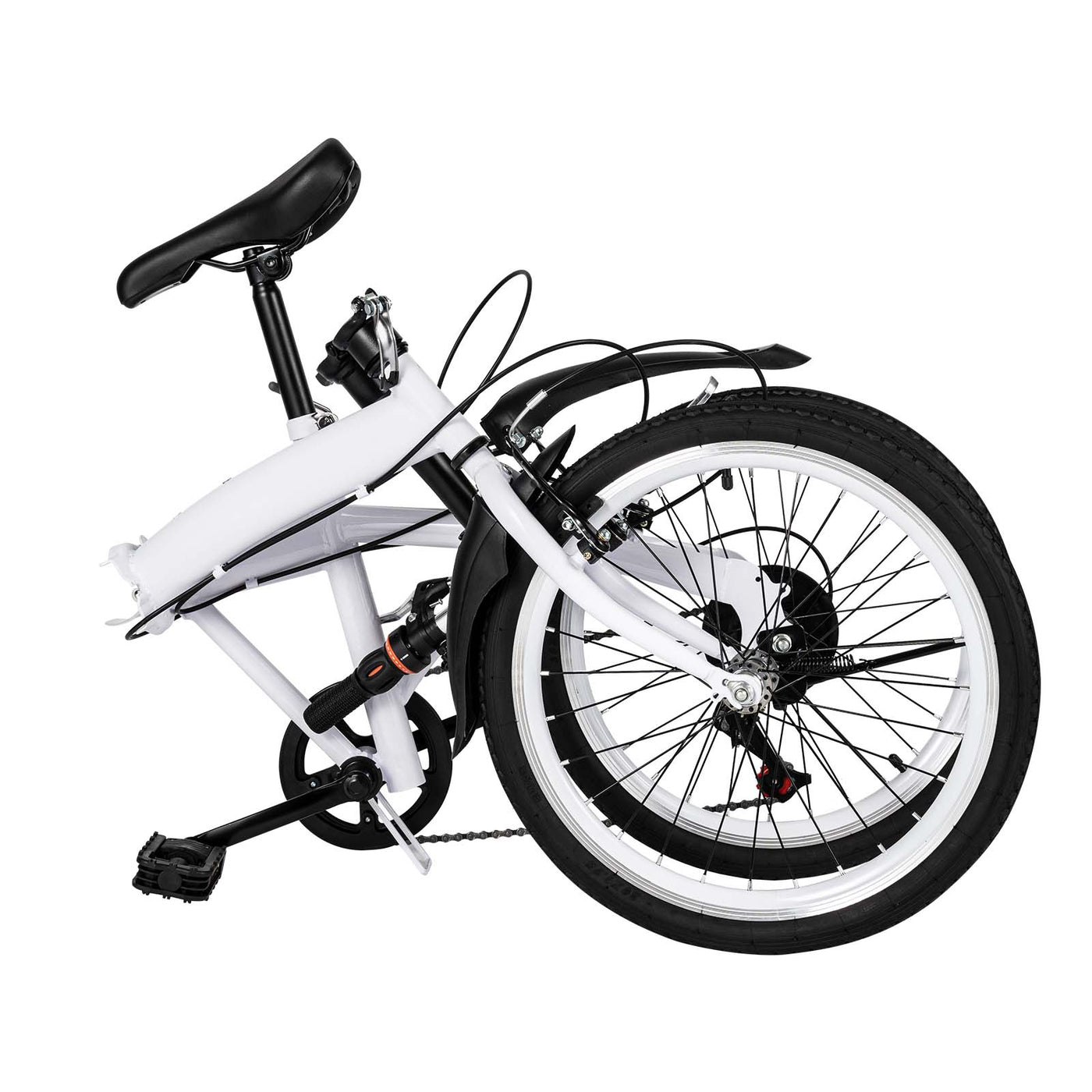 TFCFL 20 Zoll Faltrad Klapprad Einstellbare Höhe Leichtgewicht Fahrrad Mountainbike 7 Gang Schalthebel Doppel V Bremse Erwachsenenfahrrad für Herren Damen Studenten Weiß
