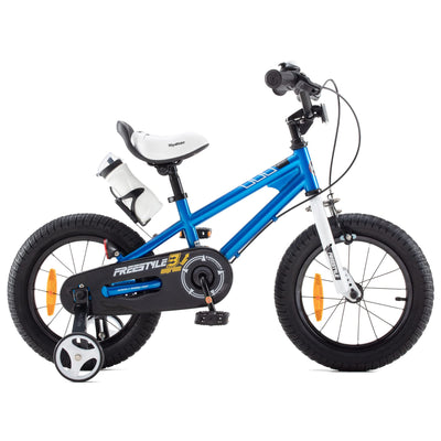 RoyalBaby Kinderfahrrad Mädchen Junge Freestyle BMX Fahrrad Kids Kinderfahrrad 14 Zoll Blau