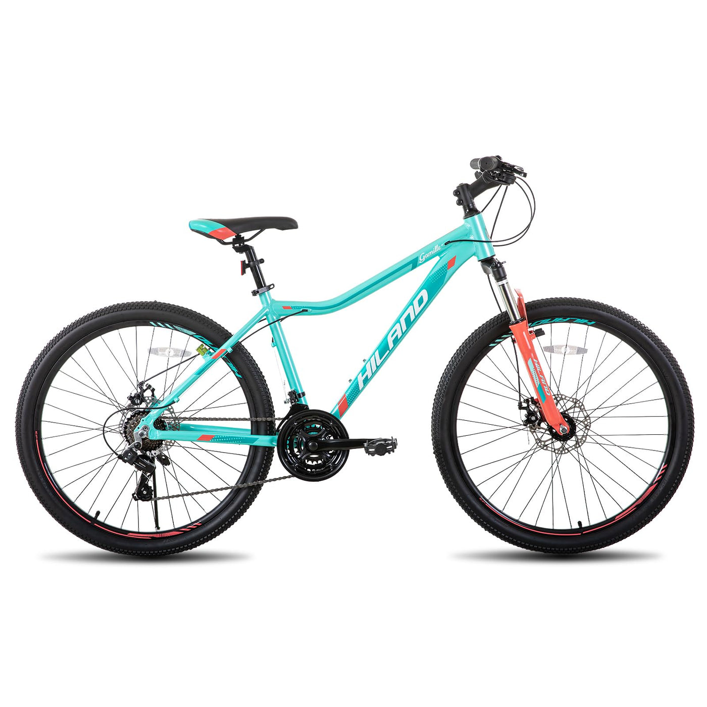 Hiland 26 Zoll Mountainbike für Frauen, 21-Gang mit Lock-Out-Federgabel, Dual-Scheibenbremsen, Aluminium-Rahmen MTB, Erwachsene Damen Damen Fahrrad Herrenfahrrad, Mint Grün