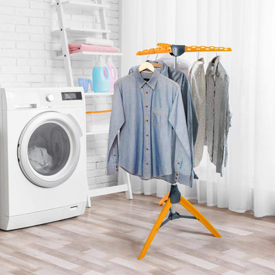 Tatkraft Palm Bügelwäscheständer, Wäschespinne Camping, Stahl Rostfrei, Kompakt Faltbar, Orange