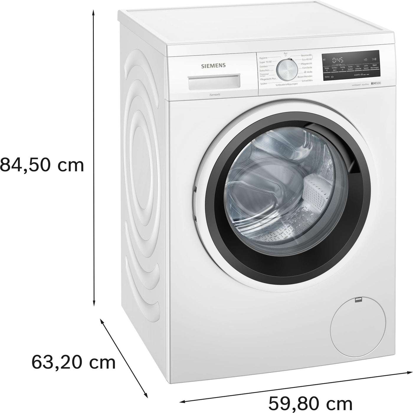 Siemens WU14UT42, iQ500 Waschmaschine, 9kg, 1400 UpM, Unterbaufähig, Extra stromsparend und leise, varioSpeed für kürzere Programme, LED-Display, Outdoor-Programm, Nachlegefunktion, aquaStop