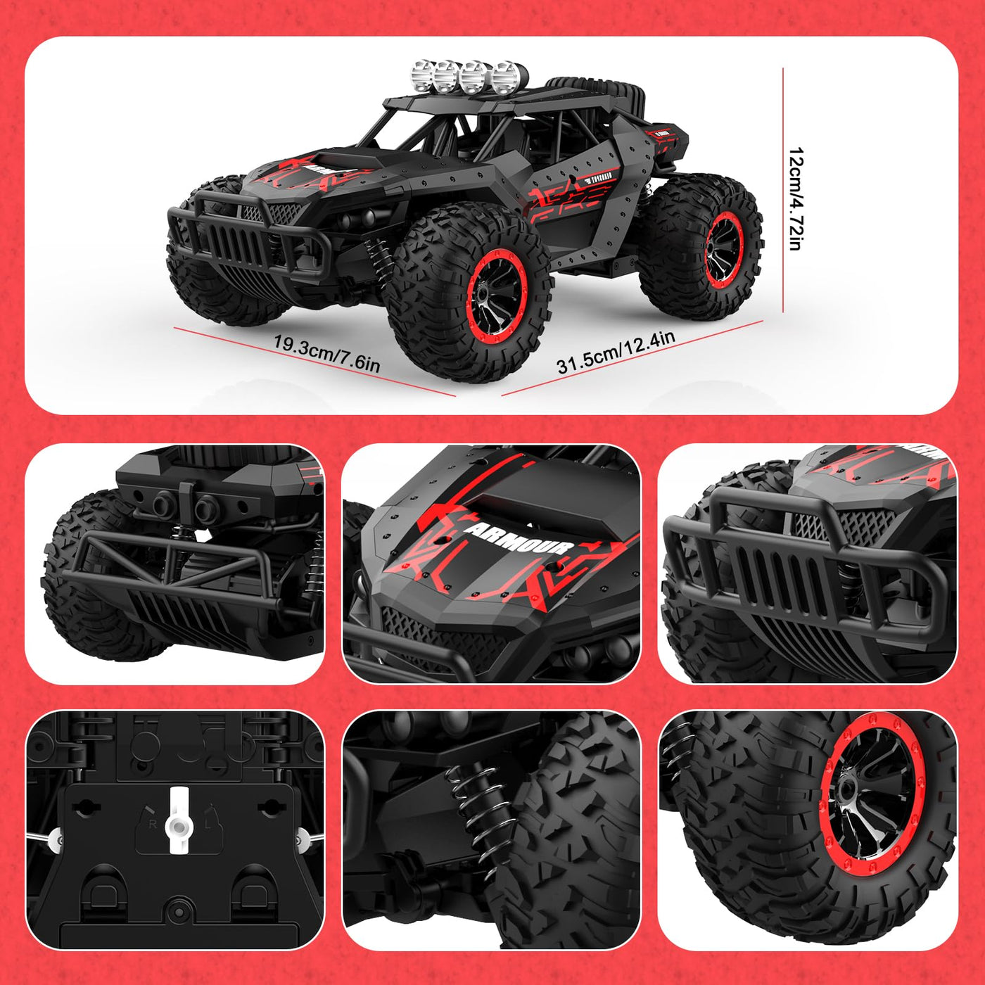 Ferngesteuertes Auto Offroad für Junge draußen mit 2-Akku 70 Minuten 1:16 Maßstab RC Buggy 25KM/H 2,4 GHZ Funkfernsteuerung Rennwagen Crawler Truck Geländewagen Car Spielzeug (klassisch)