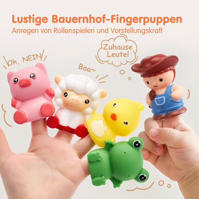 hahaland Zug Spielzeug mit Bauernhoftiere & Schlüssel,Montessori Spielzeug 2 Jahre zum Zählen,Sortierspiel,Zuordnen,Motorikspielzeug mit Fingerpuppen, Kinderspielzeug ab 2 3 4 5 Jahre Geschenk
